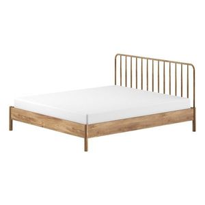 Dvojlôžková posteľ z dubového dreva bez roštu 180x200 cm v prírodnej farbe Olive Spindle – Vipack vyobraziť