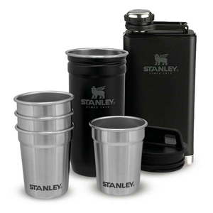 Čierna súprava ploskačky a štamperlíkov 6 ks z nehrdzavejúcej ocele 250 ml Adventure Black – Stanley vyobraziť