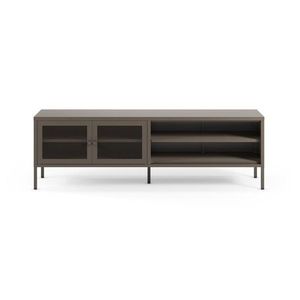 Sivý kovový TV stolík 160x50x35 cm Fayna – Marckeric vyobraziť
