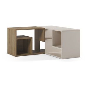 Biely/v prírodnej farbe TV stolík rohový v dekore duba 145x45x35 cm Glina – Marckeric vyobraziť