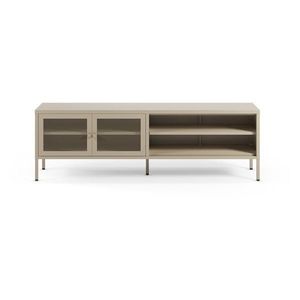 Krémovobiely kovový TV stolík 160x50x35 cm Fayna – Marckeric vyobraziť