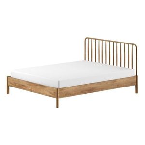 Dvojlôžková posteľ z dubového dreva bez roštu 160x200 cm v prírodnej farbe Olive Spindle – Vipack vyobraziť