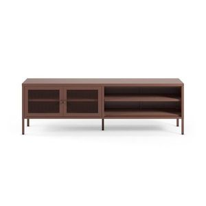 Vínovočervený kovový TV stolík 160x50x35 cm Fayna – Marckeric vyobraziť
