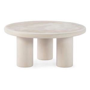 Krémovobiely okrúhly konferenčný stolík v dekore kameňa ø 80 cm Iriel – MOME vyobraziť