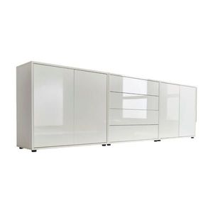 MID.YOU ŠIROKÁ KOMODA, biela, biela s vysokým leskom, 237/73/33 cm vyobraziť