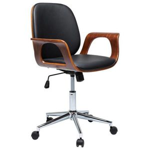Kare-Design OTOČNÁ STOLIČKA, kožený vzhľad, čierna, farba orecha vyobraziť