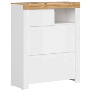 Carryhome SKRINKA NA TOPÁNKY, biela, dub wotan, biela s vysokým leskom, 92, 5/115/37 cm vyobraziť