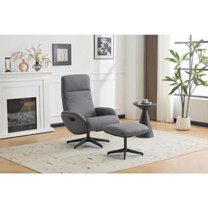 Livetastic RELAXAČNÉ KRESLO S PODNOŽKOU, textil, sivá vyobraziť