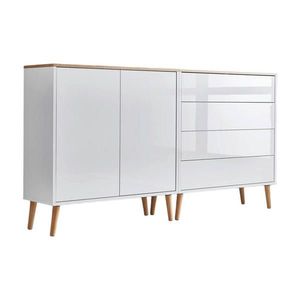 MID.YOU ŠIROKÁ KOMODA, biela, dub artisan, biela s vysokým leskom, 158/86/33 cm vyobraziť