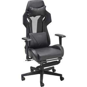 MID.YOU HERNÁ STOLIČKA, kožený vzhľad, sieťovina, čierna vyobraziť