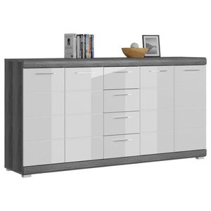 MID.YOU KOMODA, tmavosivá, biela s vysokým leskom, 165/85/37 cm vyobraziť