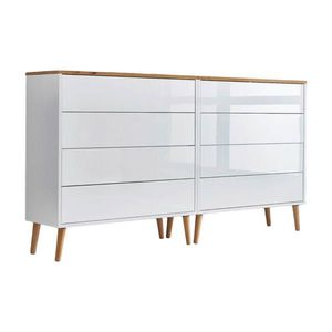MID.YOU ŠIROKÁ KOMODA, biela, dub artisan, biela s vysokým leskom, 158/86/33 cm vyobraziť