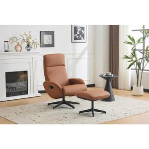 Livetastic RELAXAČNÉ KRESLO S PODNOŽKOU, textil, koža, hnedá vyobraziť