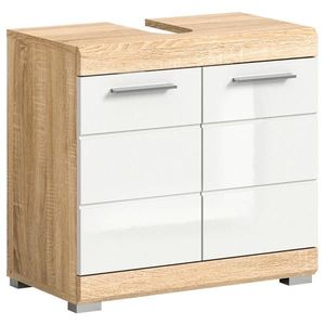 MID.YOU SKRINKA POD UMÝVADLO, biela s vysokým leskom, farba duba, 60/56/34 cm vyobraziť