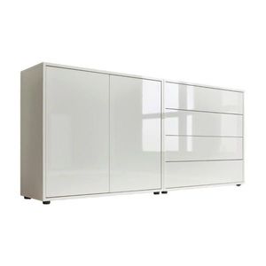 MID.YOU ŠIROKÁ KOMODA, biela, biela s vysokým leskom, 158/73/33 cm vyobraziť