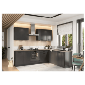 Artstolk Rohová kuchynská linka ANIKA B | 200-260 cm grafit Prevedenie: s pracovnou doskou vyobraziť