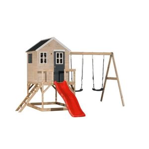 ArtWD Detský záhradný domček s ihriskom HIDE | červená šmýkačka vyobraziť