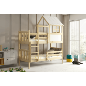 BMS Detská poschodová posteľ KACPER s domčekom | borovica 90 x 190 cm vyobraziť