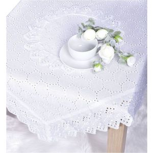 Obrus celoročný, Vyšívané listy a čipka, biely vyobraziť