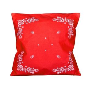 Obliečka na vankúš, Folk podklad červený, 38 x 38 cm vyobraziť