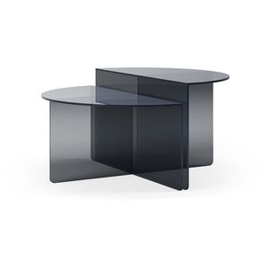 Sivé sklenené okrúhle konferenčné stolíky v súprave 2 ks ø 80 cm Velta – MOME vyobraziť