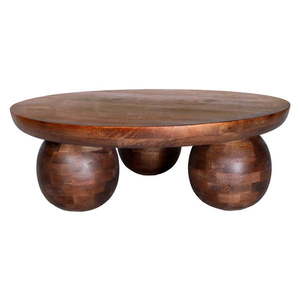 Hnedý okrúhly konferenčný stolík z mangového dreva ø 100 cm Ailen – MOME vyobraziť