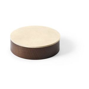 Hnedý/krémový drevený/z eko kože úložný box s vekom/dekoratívny ø 11x3, 5 cm Circle Nupo – LIND DNA vyobraziť