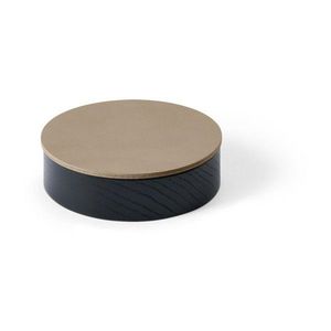 Čierny/hnedý drevený/z eko kože úložný box s vekom/dekoratívny ø 11x3, 5 cm Circle Nupo – LIND DNA vyobraziť