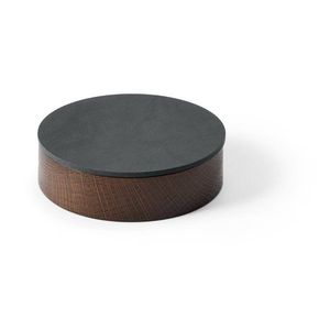 Antracitový/hnedý drevený/z eko kože úložný box s vekom/dekoratívny ø 11x3, 5 cm Circle Nupo – LIND DNA vyobraziť