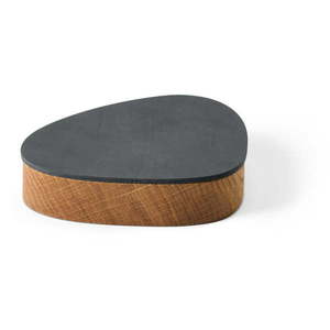 Antracitový/v prírodnej farbe drevený/z eko kože úložný box s vekom/dekoratívny 14x12, 5x3, 5 cm Curve Nupo – LIND DNA vyobraziť