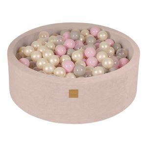 Krémový zamatový bazénik s loptičkami ø 90x30 cm Montessori - Meowbaby vyobraziť