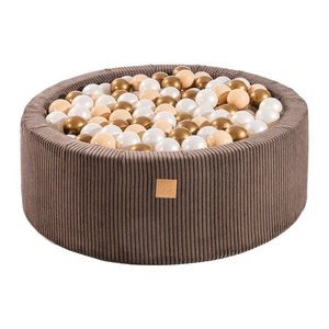 Hnedý menčestrový bazénik s loptičkami ø 90x30 cm Montessori - Meowbaby vyobraziť