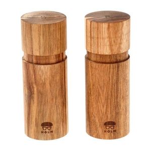 Drevená súprava mlynčekov na korenie a soľ 2 ks v prírodnej farbe – Holm vyobraziť