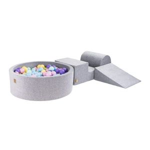 Sivé zamatové penové ihrisko 225x90x30 cm Montessori – Meowbaby vyobraziť