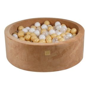 Svetlohnedý zamatový bazénik s loptičkami ø 90x30 cm Montessori – Meowbaby vyobraziť