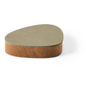 Zelený/v prírodnej farbe drevený/z eko kože úložný box s vekom/dekoratívny 14x12, 5x3, 5 cm Curve Nupo – LIND DNA vyobraziť