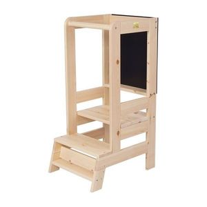 Učiaca veža z borovicového dreva v prírodnej farbe Montessori – Meowbaby vyobraziť