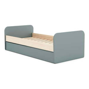 Sivozelená detská posteľ v dekore borovice s výsuvným lôžkom s úložným priestorom s roštom 90x200 cm Esteban – Marckeric vyobraziť