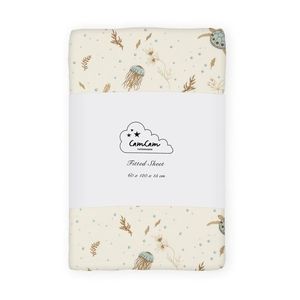 Svetložltá napínacia detská plachta do postieľky z Bio bavlny 60x120 cm Sea Garden – Cam Cam Copenhagen vyobraziť