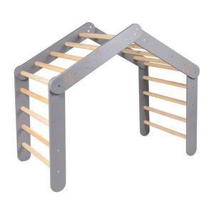 Sivý pikler trojuholník z borovicového dreva 61x112x94 cm Montessori – Meowbaby vyobraziť