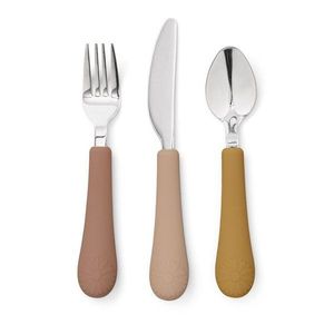 Okrovožltý/terakotový detský príbor 3 ks zo silikónu Tuscany Mix – Cam Cam Copenhagen vyobraziť