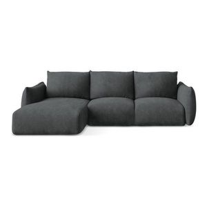 Tmavosivá ženilková rozkladacia rohová pohovka (ľavý roh/s leňoškou) Leila – Makamii vyobraziť