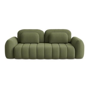 Zelená rozkladacia/s úložným priestorom pohovka z textílie buklé 266 cm Pele – Makamii vyobraziť