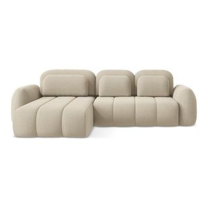 Svetlohnedá rozkladacia/s úložným priestorom rohová pohovka z textílie buklé (ľavý roh/s leňoškou) Pele – Makamii vyobraziť