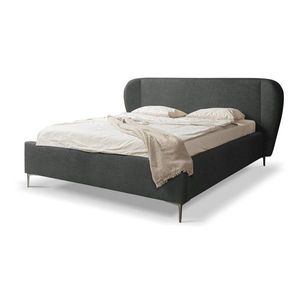 Tmavosivá čalúnená dvojlôžková posteľ s roštom 160x200 cm Makana – Makamii vyobraziť