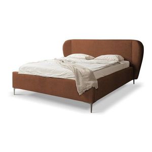 Terakotová čalúnená dvojlôžková posteľ s roštom 160x200 cm Makana – Makamii vyobraziť