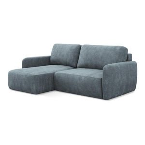 Sivomodrá ženilková rozkladacia/s úložným priestorom rohová pohovka (ľavý roh/s leňoškou) Lilo – Makamii vyobraziť