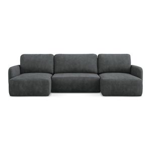 Tmavosivá ženilková rozkladacia/s úložným priestorom rohová pohovka (do tvaru "U") Lilo – Makamii vyobraziť