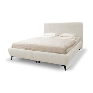 Béžová čalúnená dvojlôžková posteľ s úložným priestorom s roštom 180x200 cm Makapu – Makamii vyobraziť