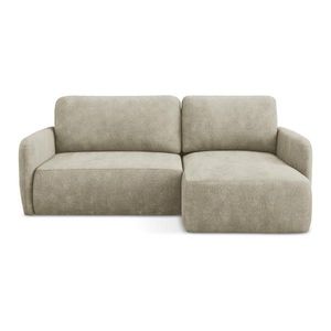 Béžová ženilková rozkladacia/s úložným priestorom rohová pohovka (pravý roh/s leňoškou) Lilo – Makamii vyobraziť